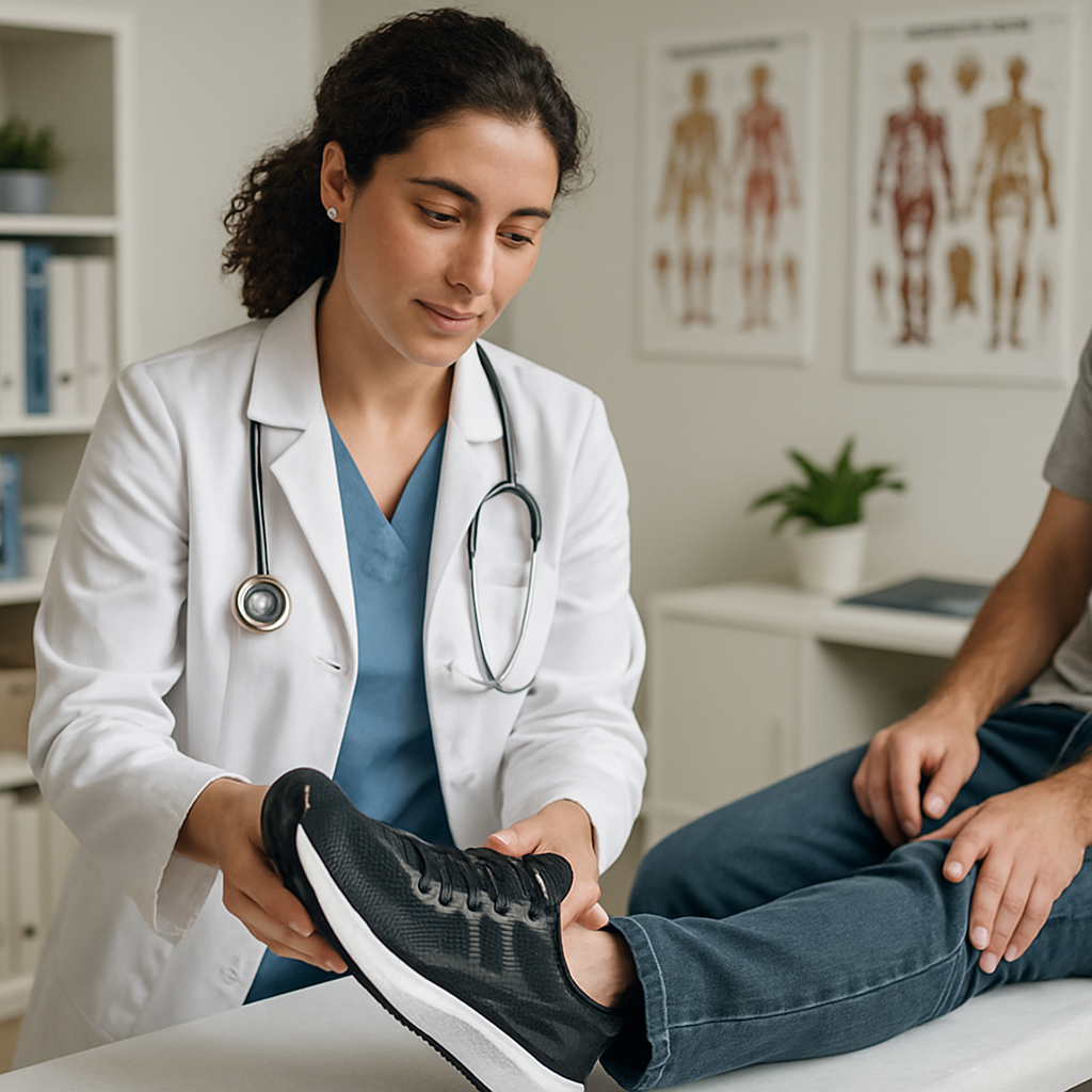 photographic Shoe fitting for sneaker at doctor office