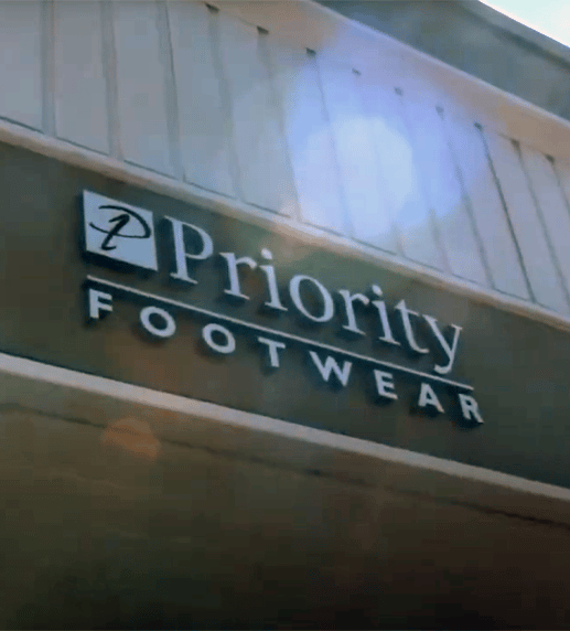 Priority Footwear logo outside of clinic.